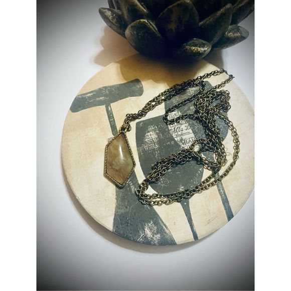 Peach MOONSTONE BROWN NATURAL BOHO STONE HAND-CRAFTED HEALING CRYSTAL NECKLACE - Picture 3 of 5